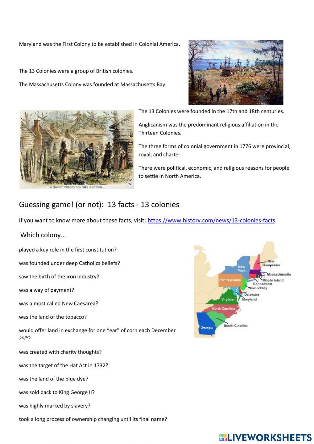 The thirteen colonies