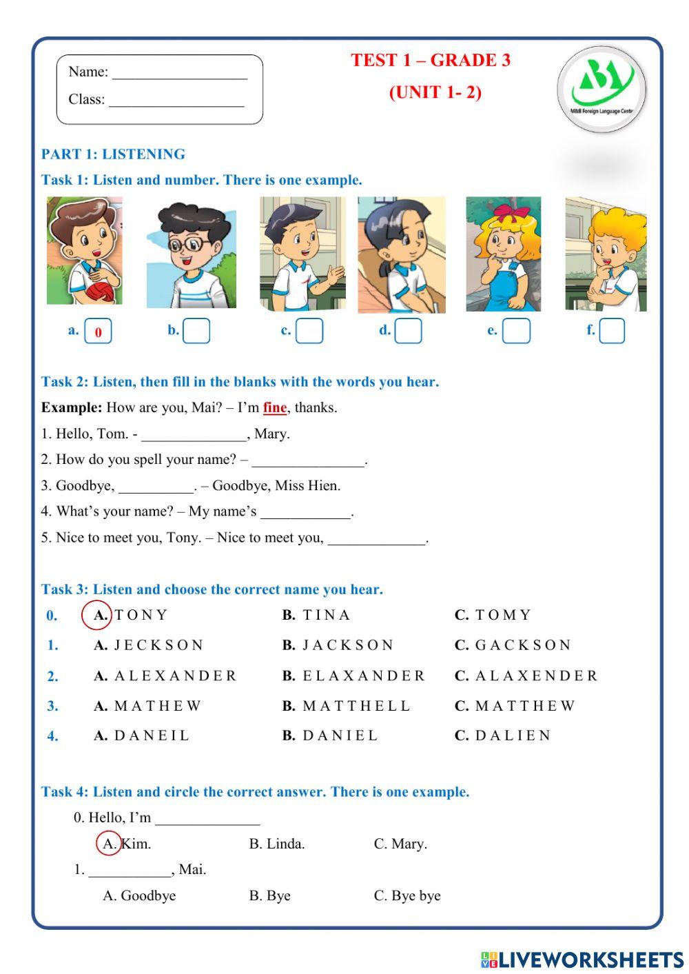 Review unit 1+2  grade 3