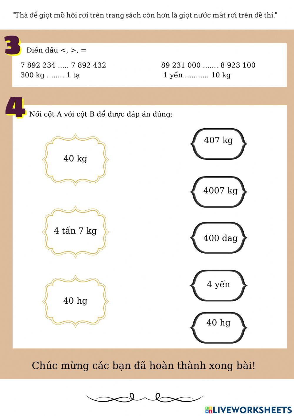 Ôn tập đổi đơn vị + đọc viết số