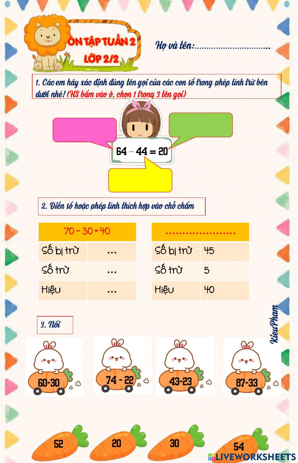 Ôn tập toán 2-tuần 2