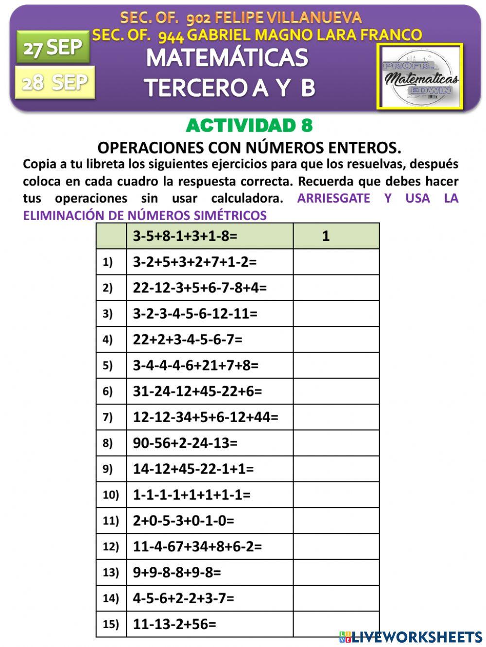 Operaciones de numeros con signo