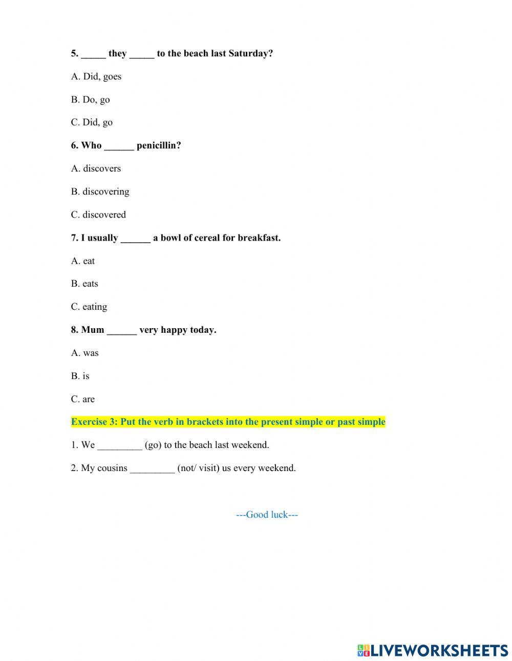 Present simple or Past simple