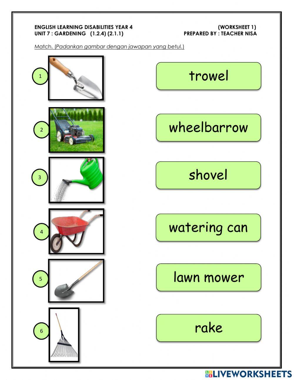 Year4 - Unit 7 - Gardening - W1 (Gardening Tools)