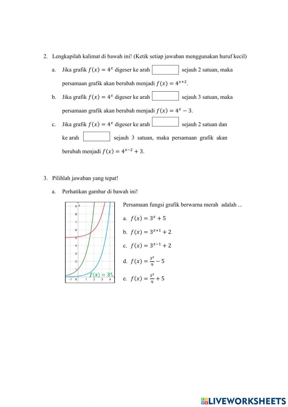 Latihan Soal Grafik Fungsi Eksponen