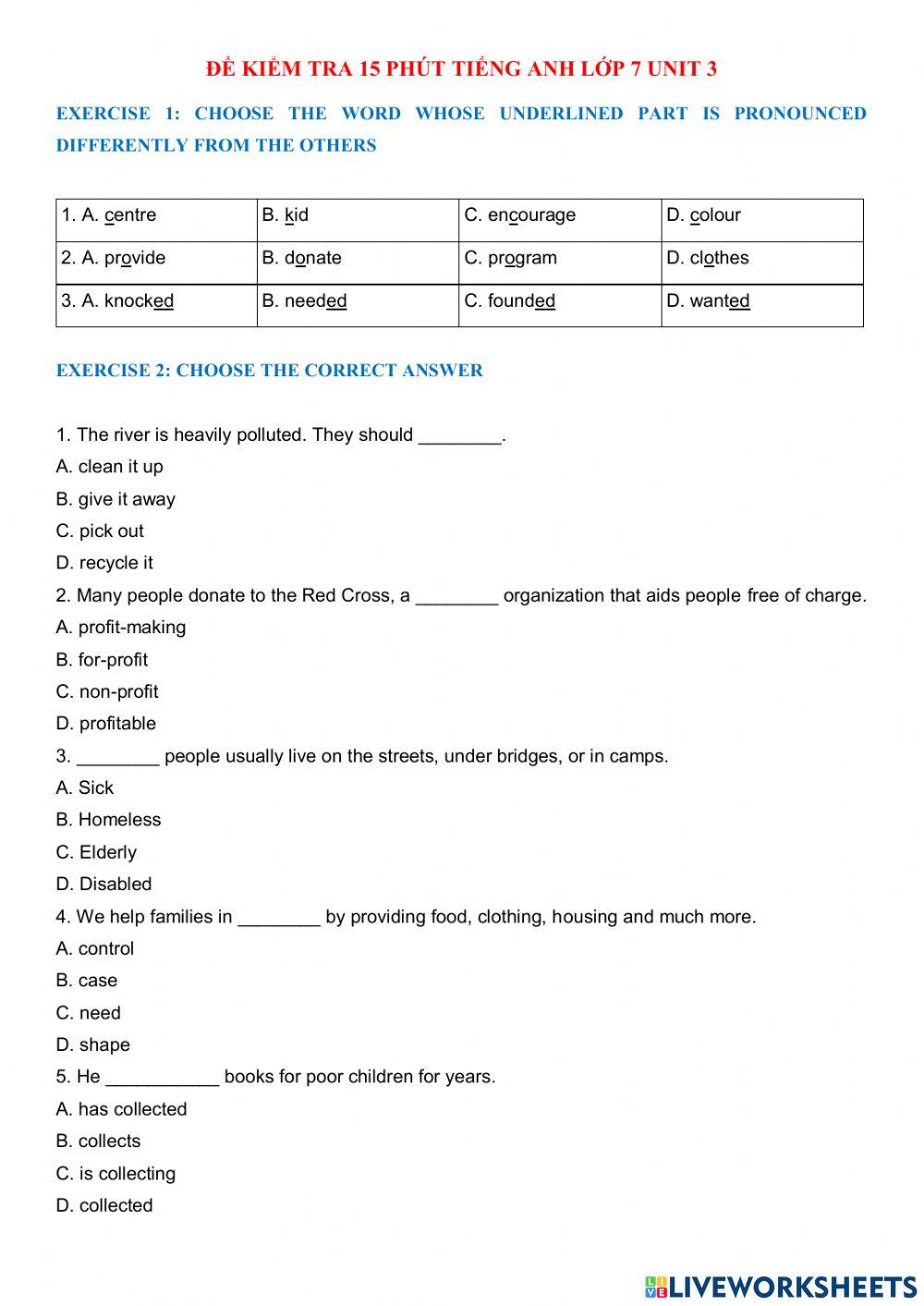 15 minute test of unit 3 grade 7