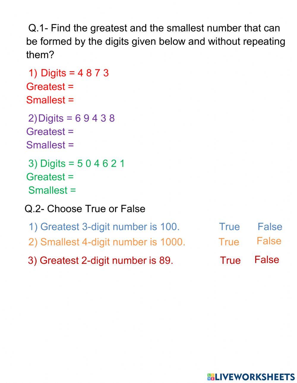 Smallest Number To Largest Number