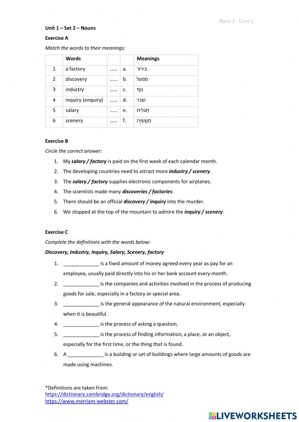Band 3 (Core 1) - Unit 1 - Set 2