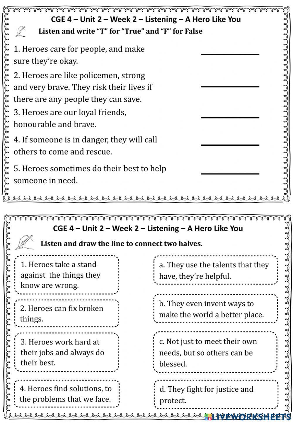 CGE 4 - U2 - W2 - Listening Worksheet