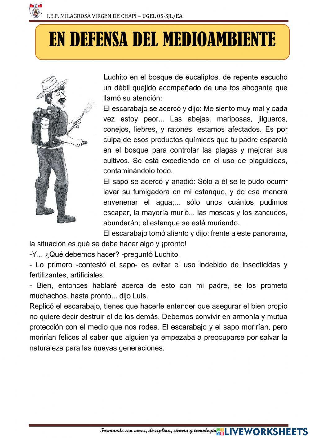 Comprensión lectora: En defensa del medioambiente