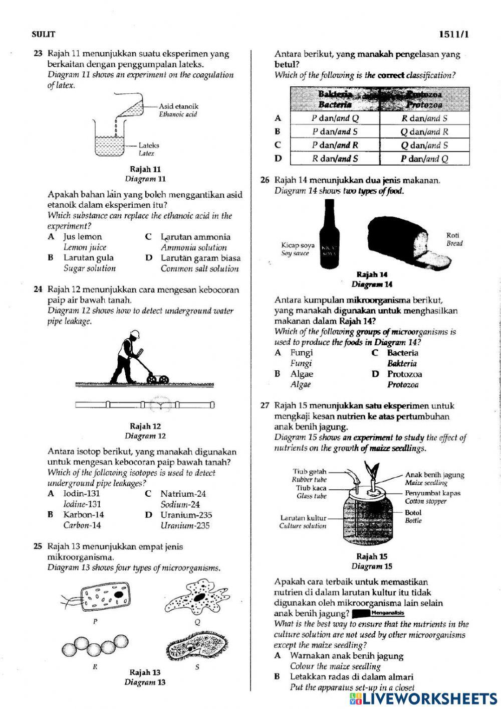 SAINS KSSM -  ILMU BAKTI KERTAS 1 SET 3