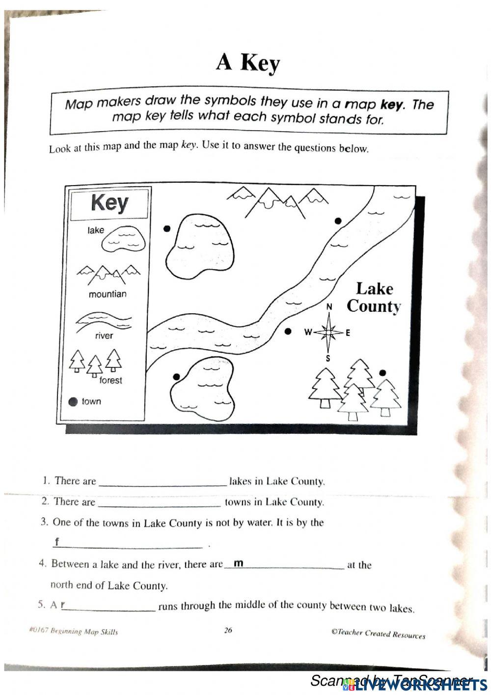 Parts of a Map practice worksheet
