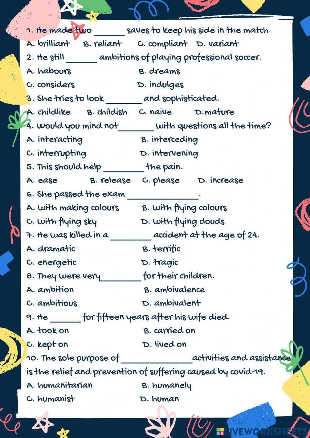 Grade10 - unit 3 - reading vocabulary check