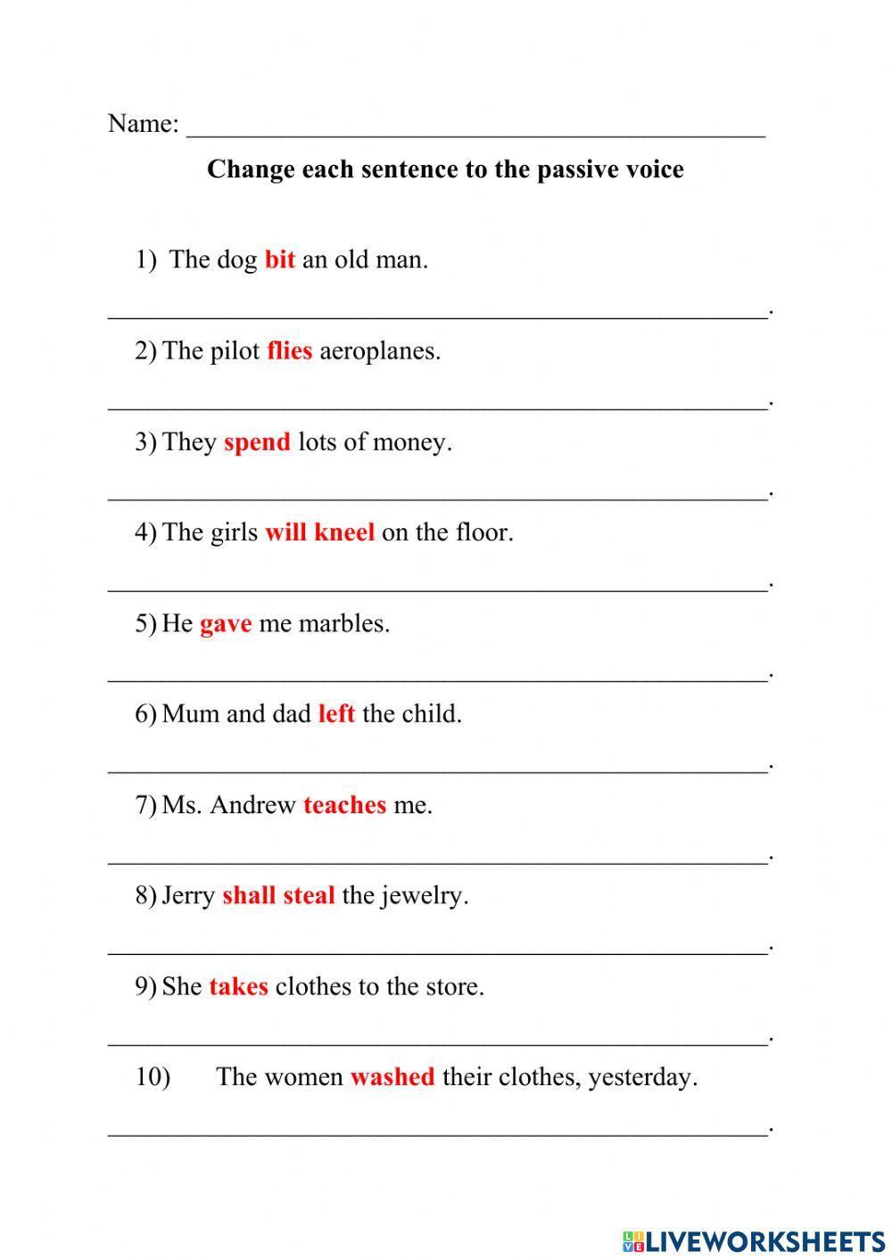 Active and Passive Voice Exercise - Simple Present, Simple Past Tense and Future Tense