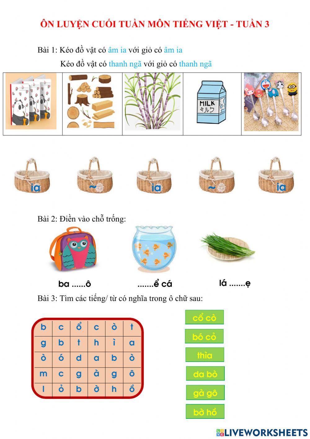 Phiếu bài tập cuối tuần