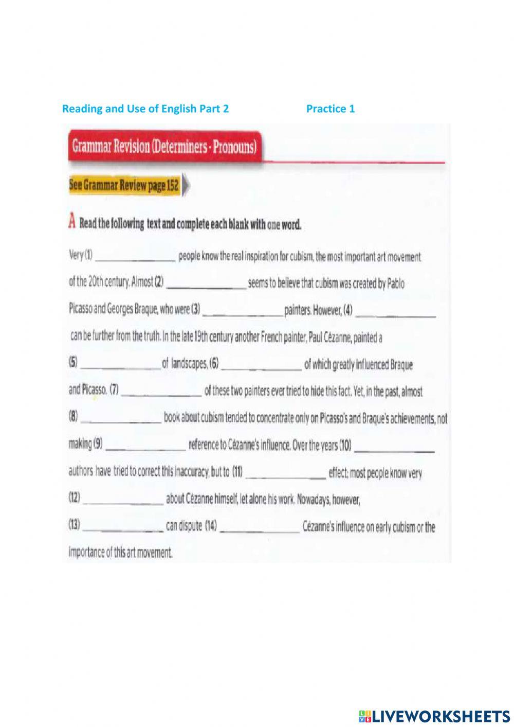 FCE RUE part 2 practice 1