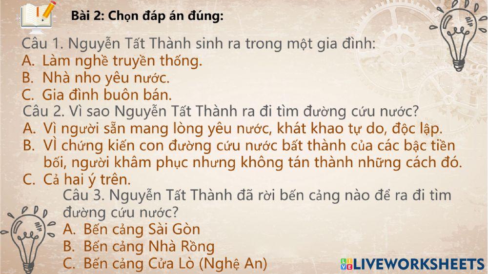 Bài tập 6: Quyết chí ra đi tìm đường cứu nước.