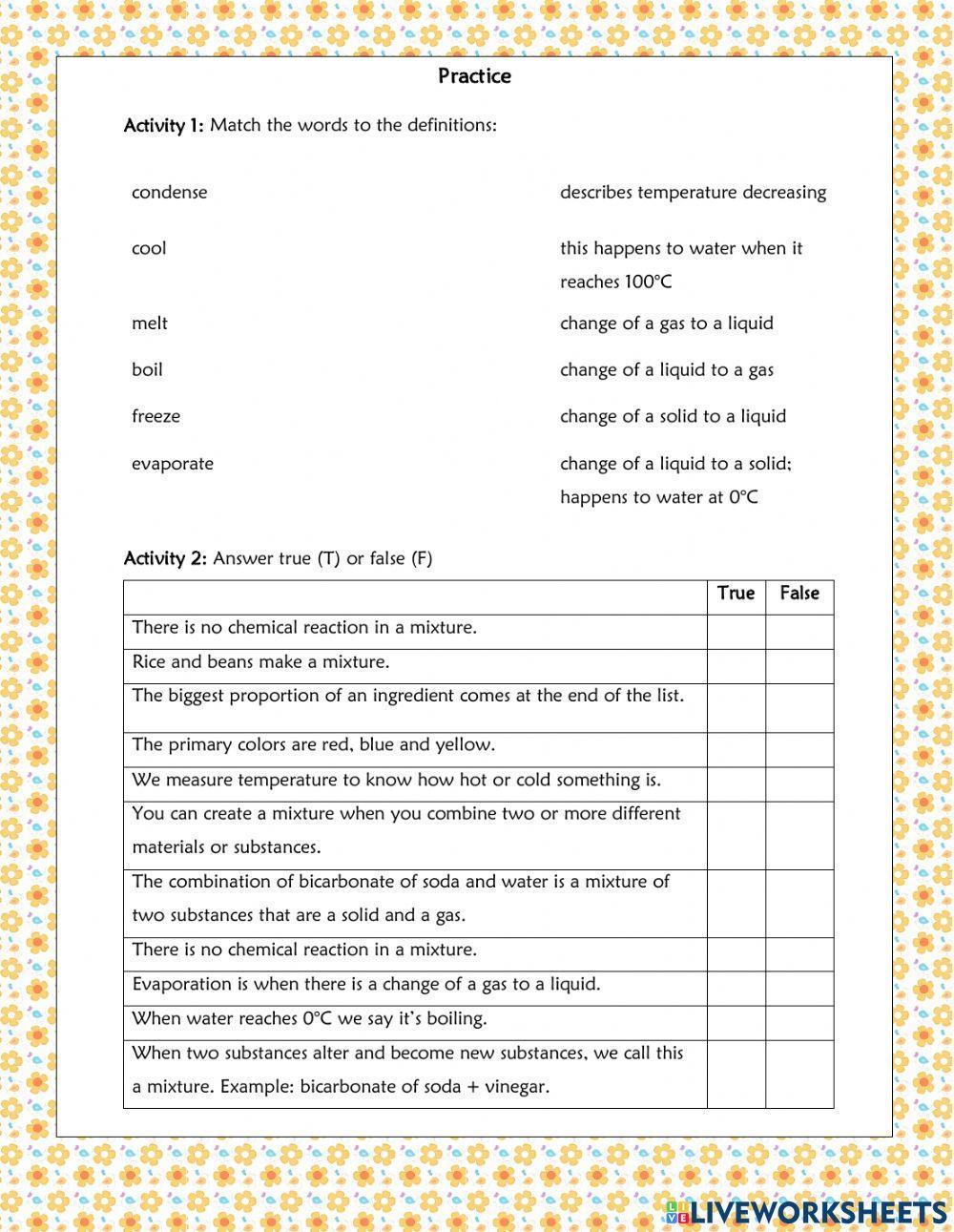 Temperature - Mixtures - Solutions