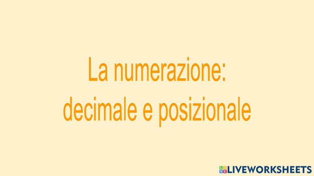 Numerazione decimale e posizionale