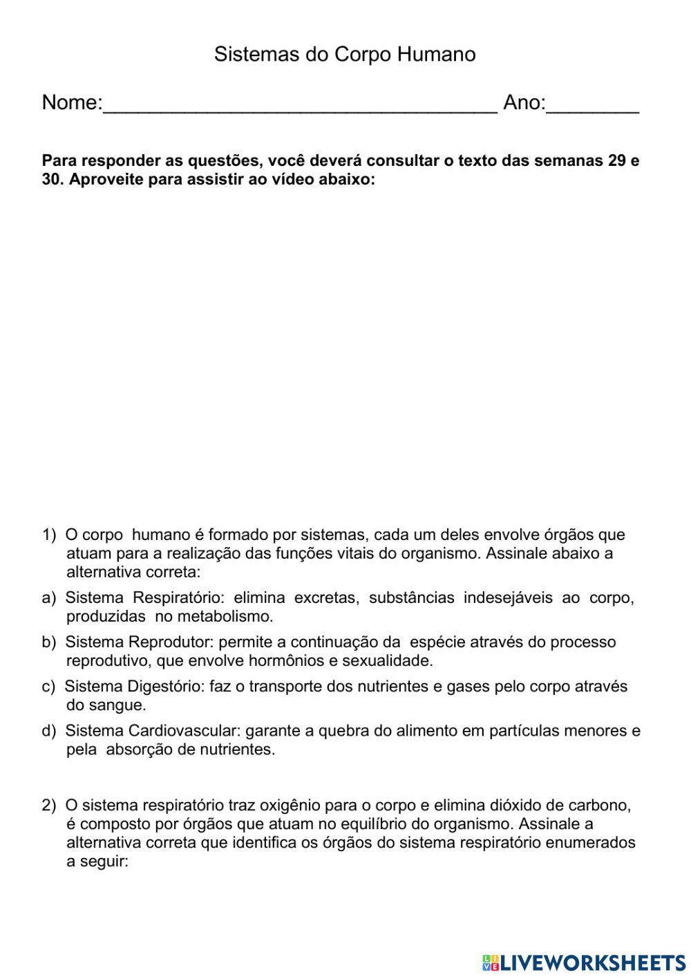 Sistemas do corpo humano