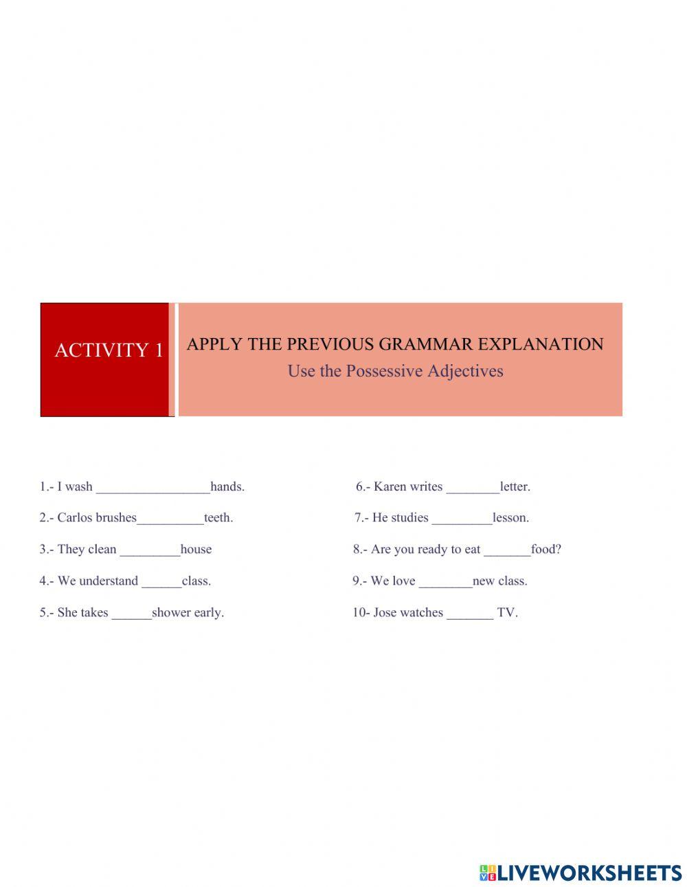 Possesive Adjectives