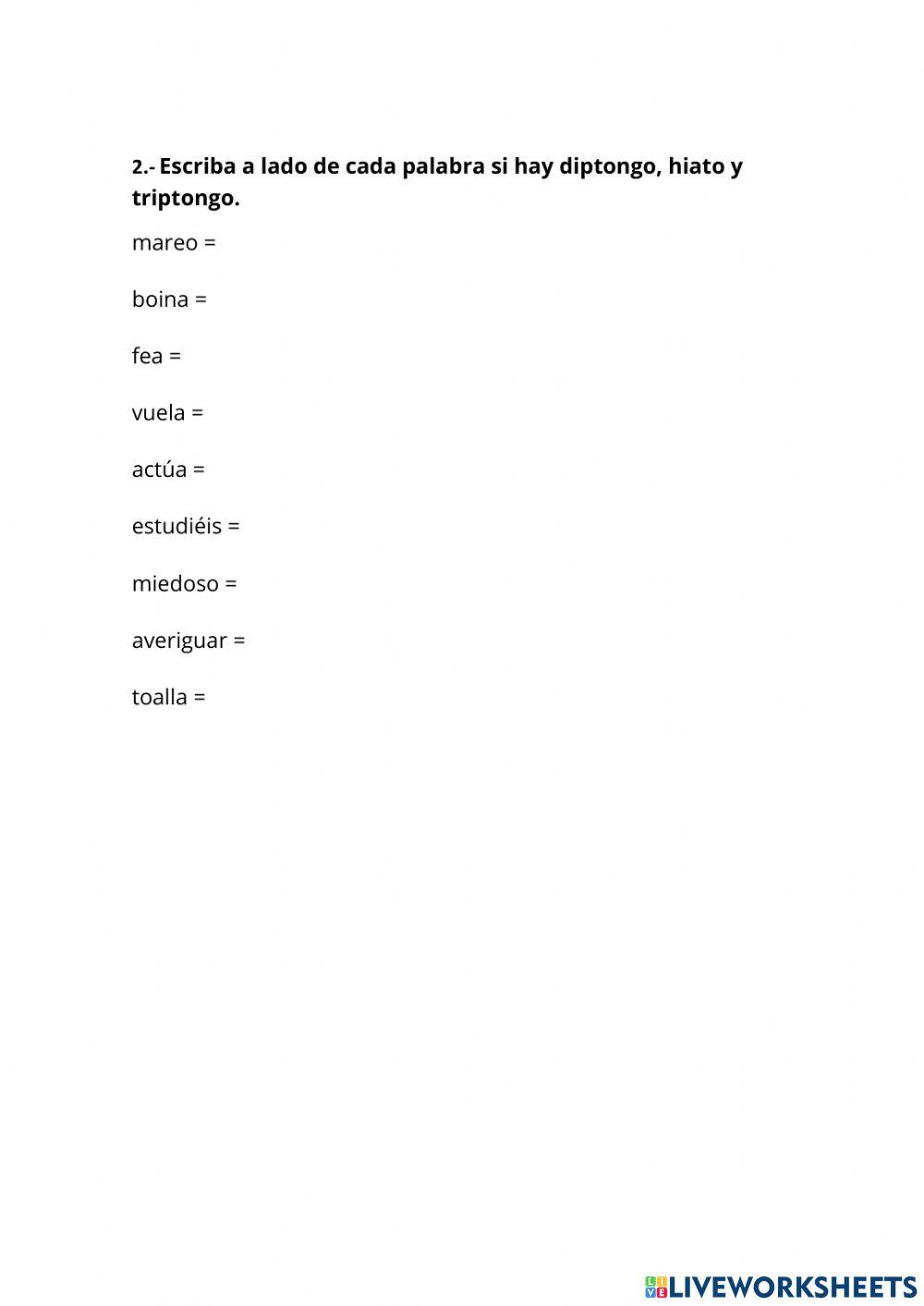 Diptongo, hiato y triptongo