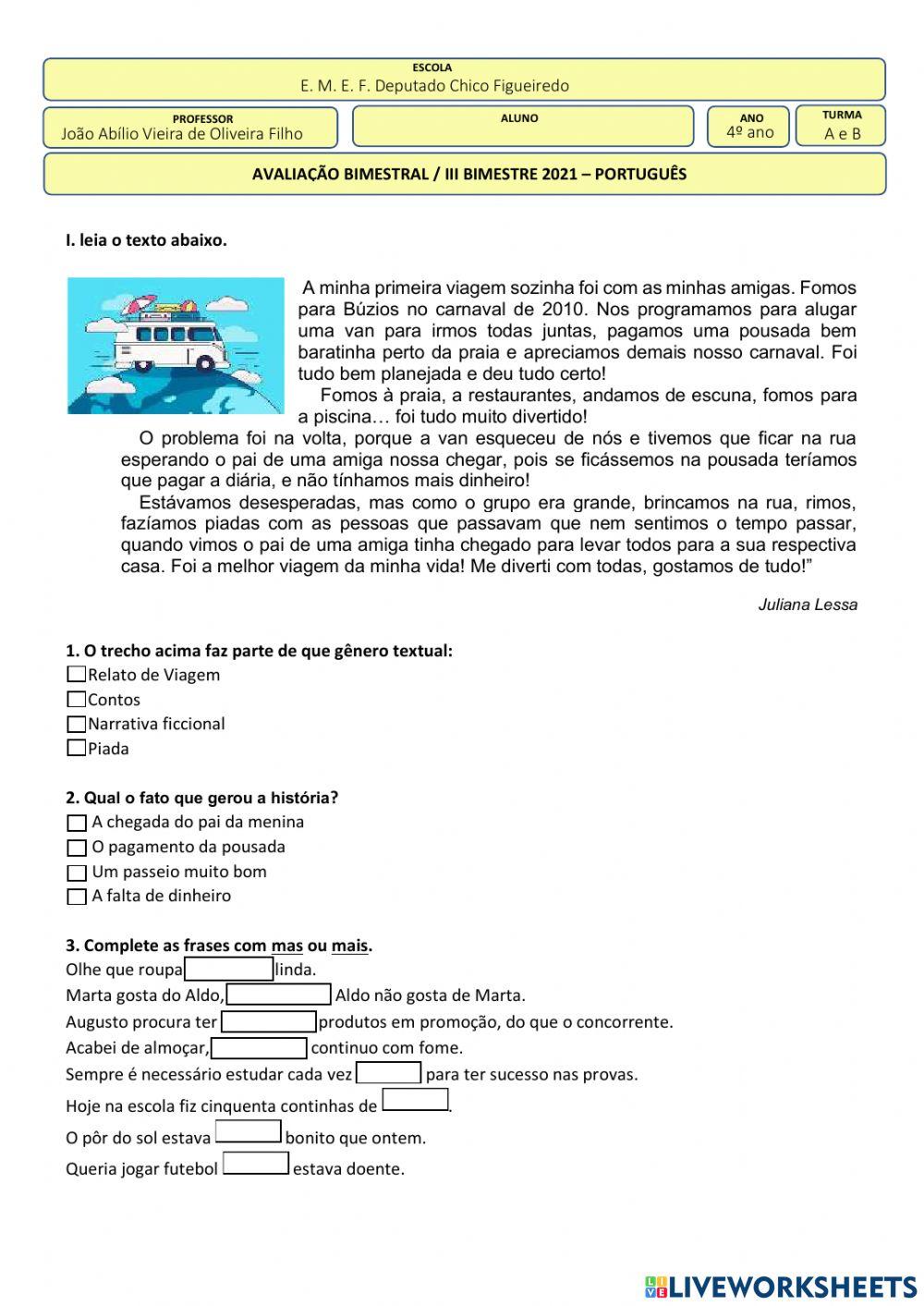 Avaliação de português