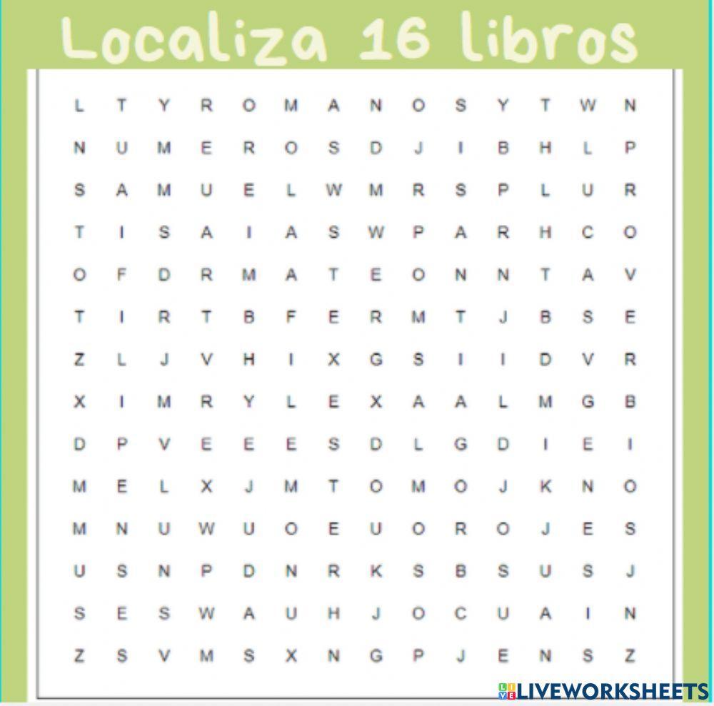 Sopa de letra libros de la Biblia