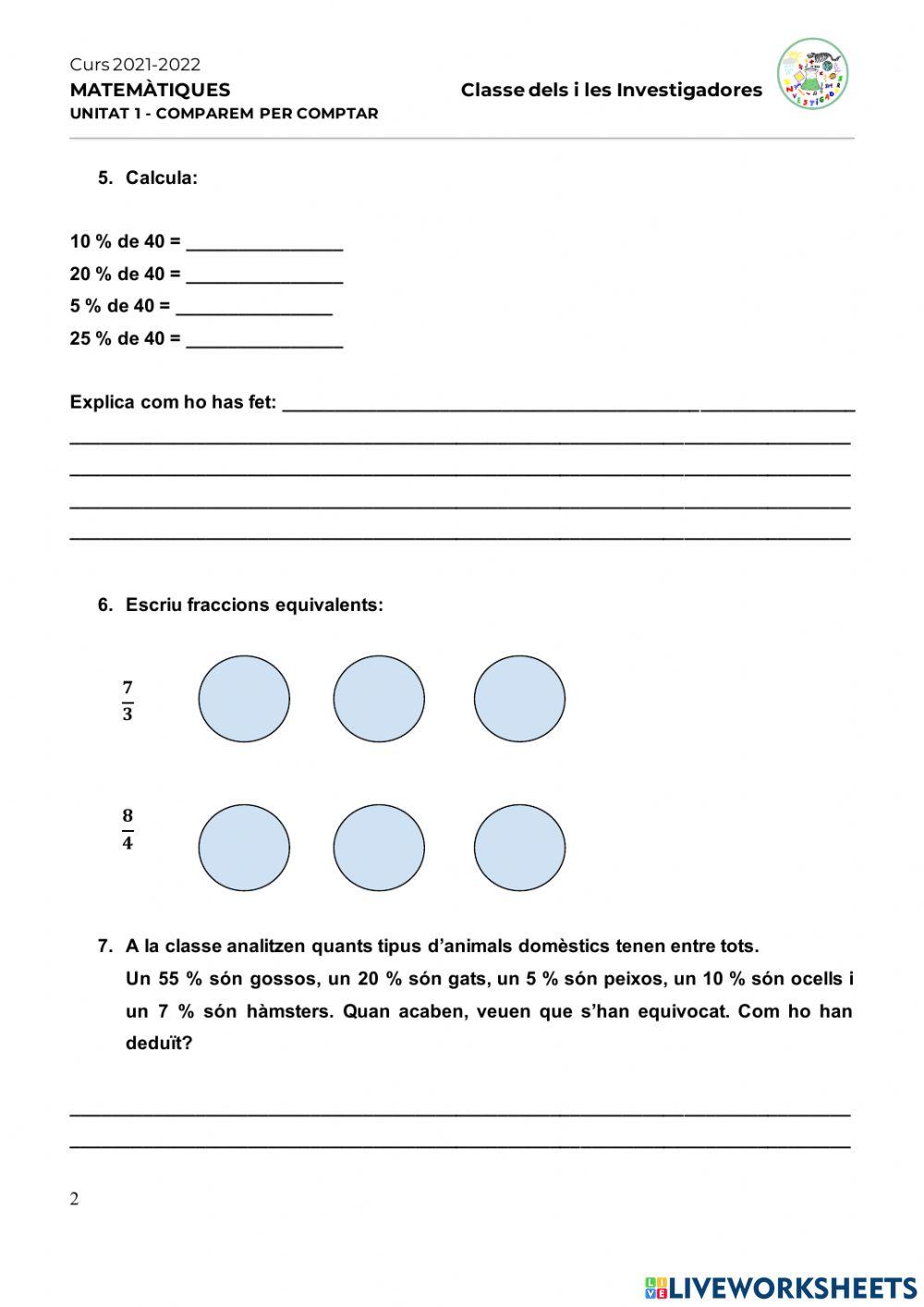 Unitat 1 Comparem per comptar