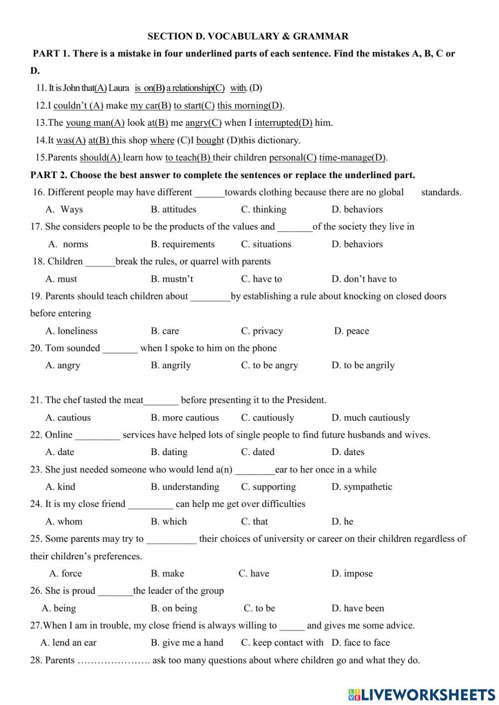 Revision for the mid first term test 11- No2
