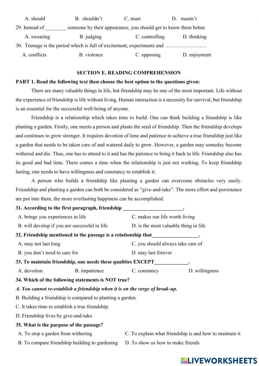 Revision for the mid first term test 11- No2