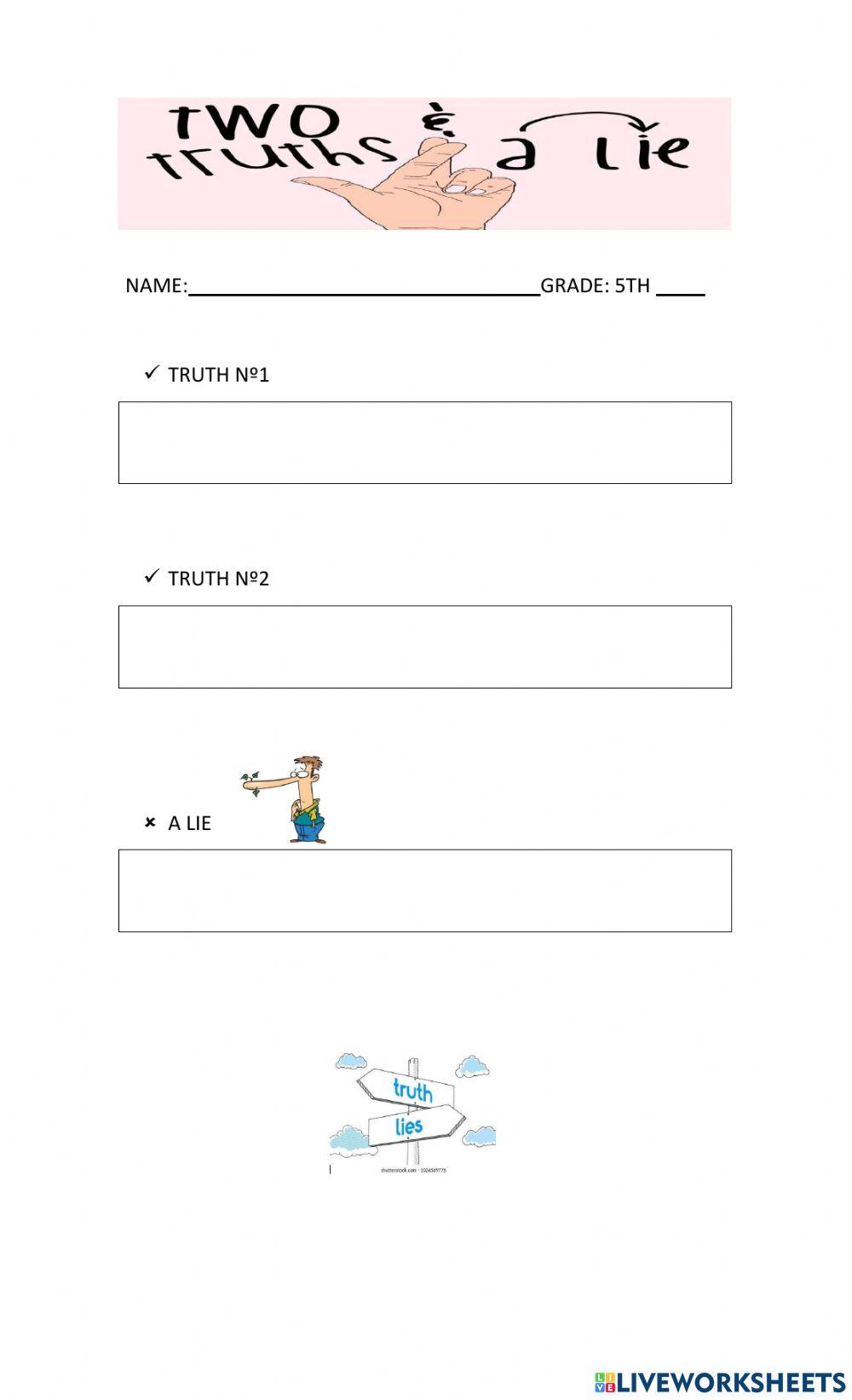 Two truths and a lie interactive worksheet Live Worksheets