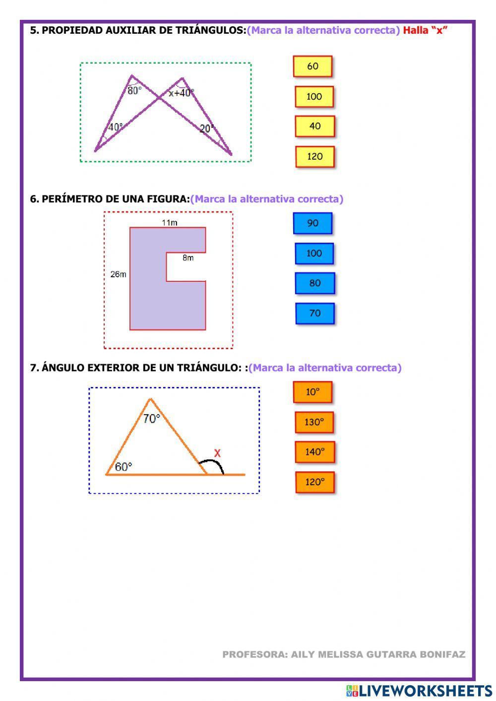 Evaluación de geometría - 5to