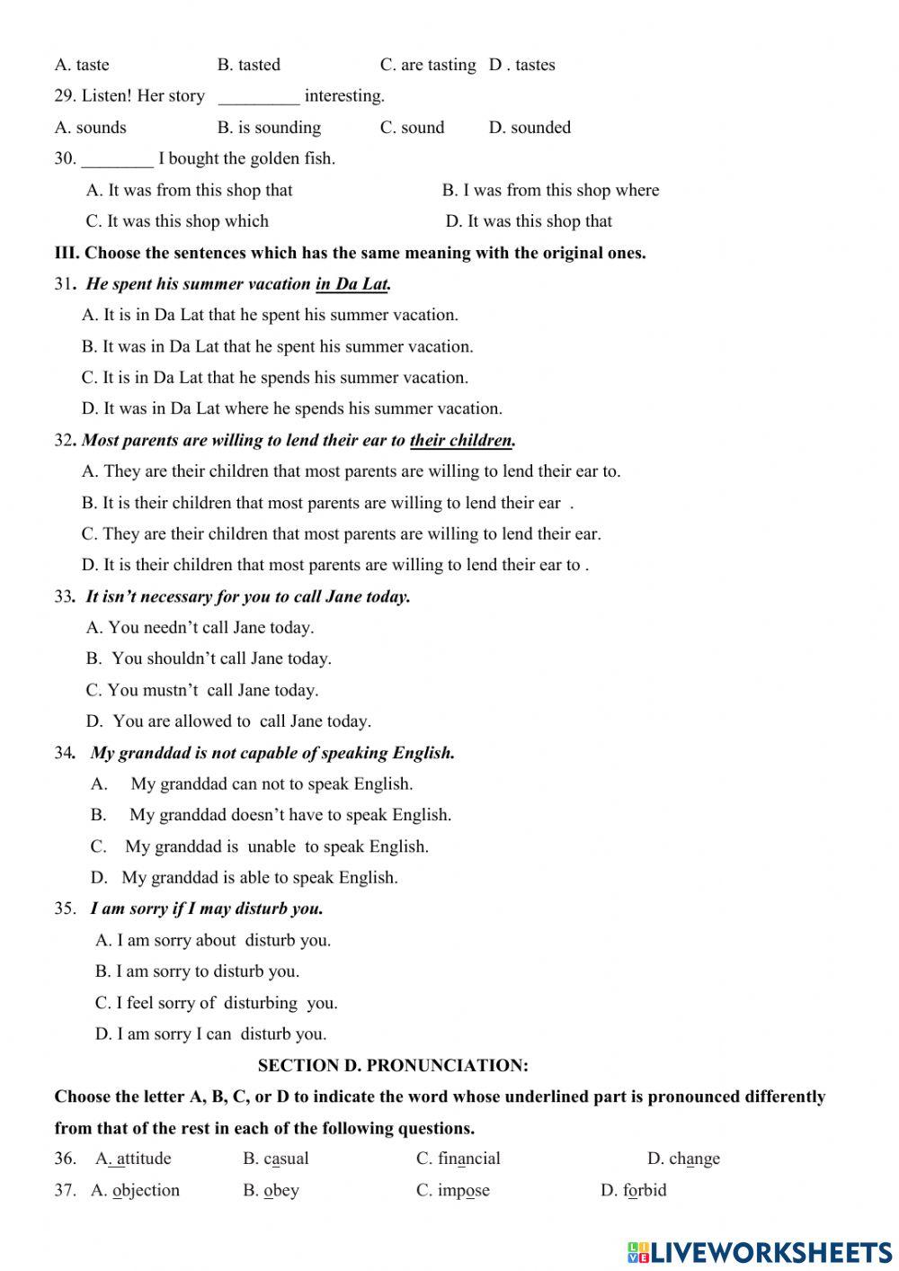 Revision for the mid first term test 11- No3