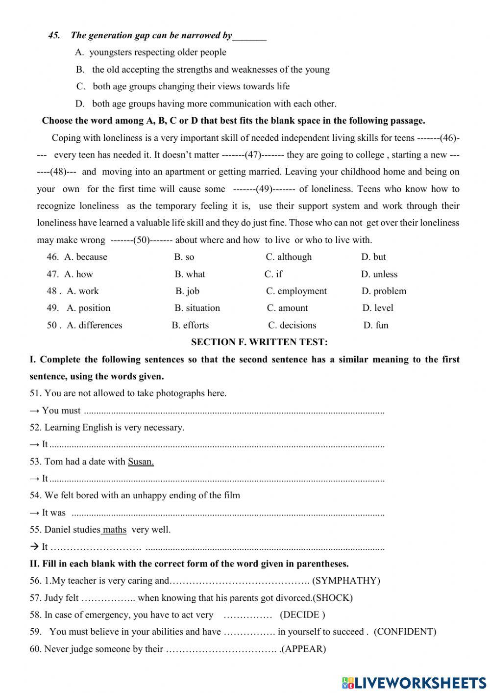 Revision for the mid first term test 11- No3