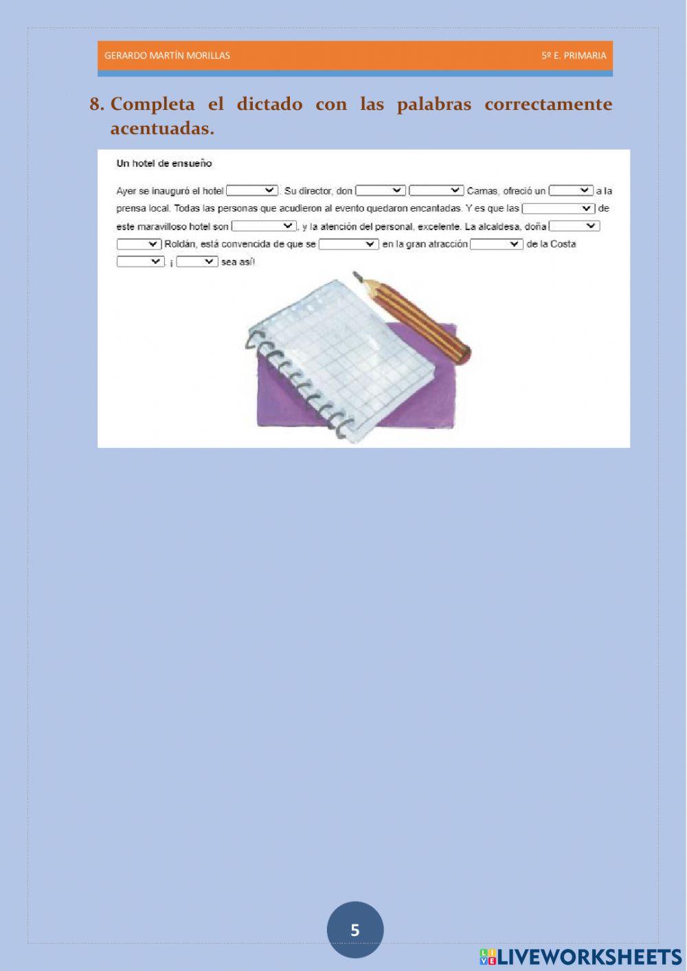 Taller de ortografía. Ficha 2.