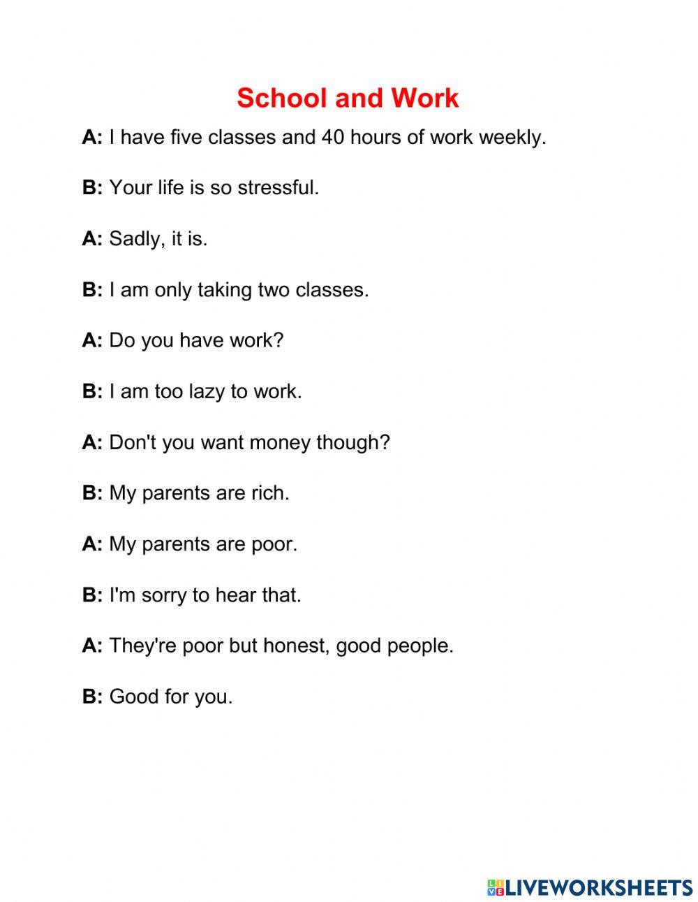 Speaking exercise October 2nd