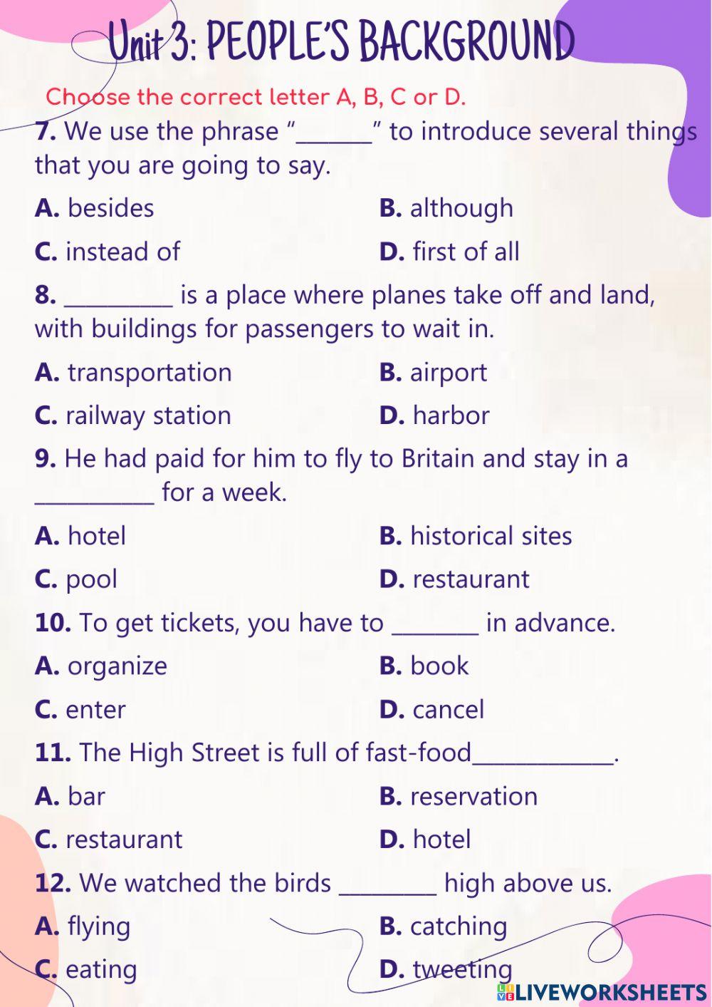 Unit 3-K.10- Vocabulary check listening (SGK + KET)