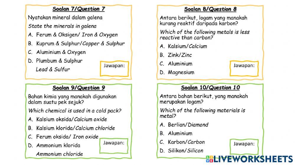 UJIAN SAINS TINGKATAN 3 BAHAGIAN 1 SOALAN OBJEKTIF