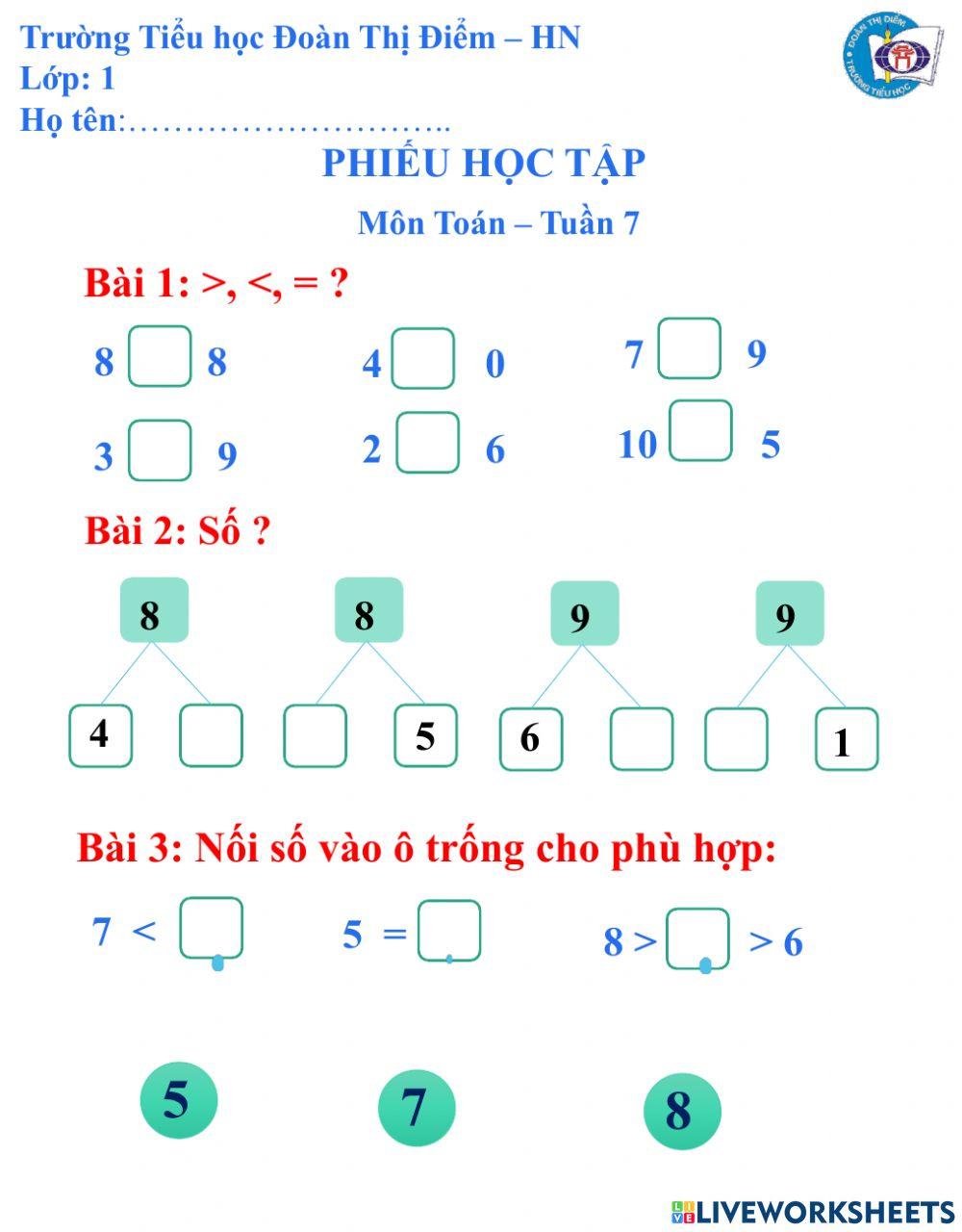 Phiếu Toán nâng cao tuần 7