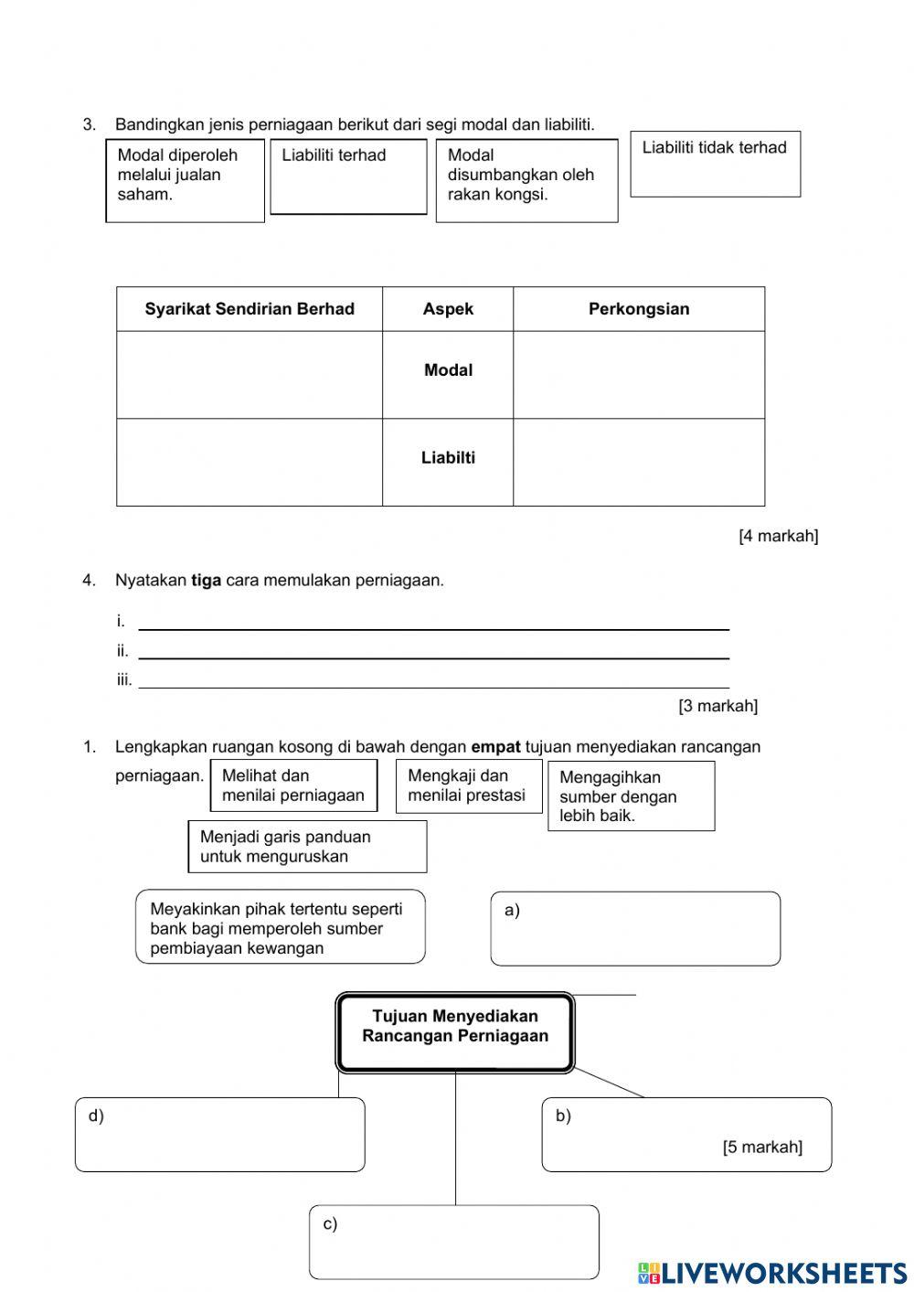 Latihan ulangkaji bab 5.0 PERNIAGAAN DAN KEUSAHAWANAN