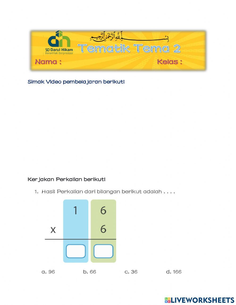 Perkalian dengan pengelompokan kembali Satuan & Puluhan