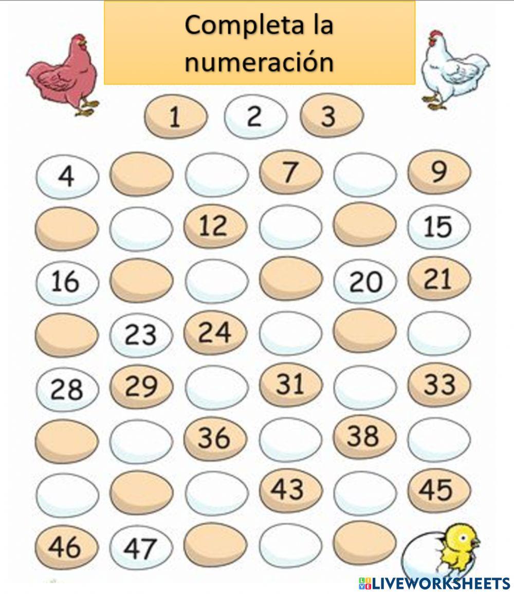 Numeracopm 1 al 50