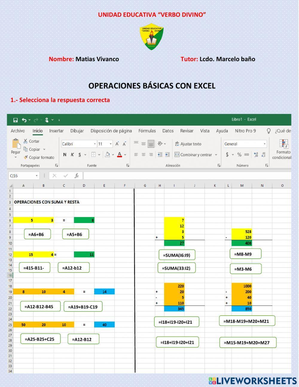 Operaciones Básicas con Excel