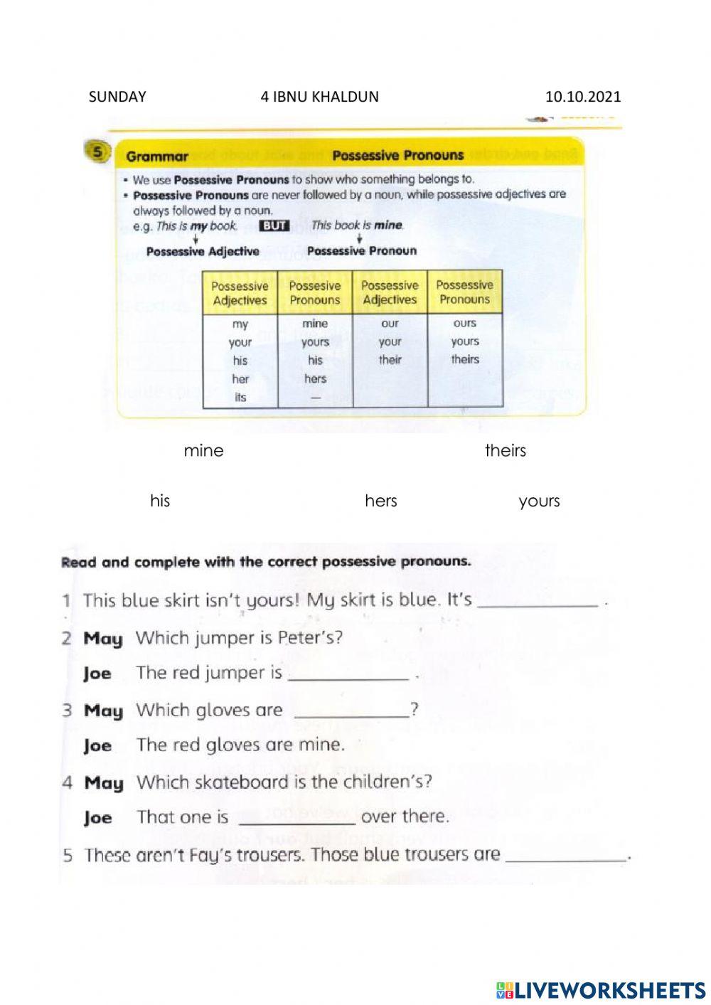 Possessive Pronouns 4IK