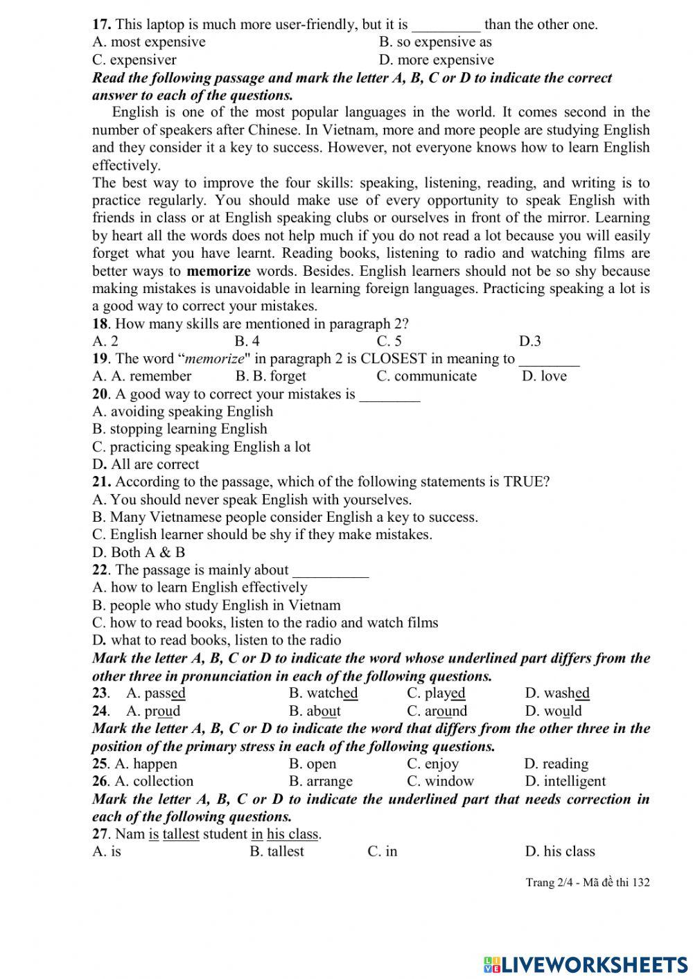The 1st mid term test 