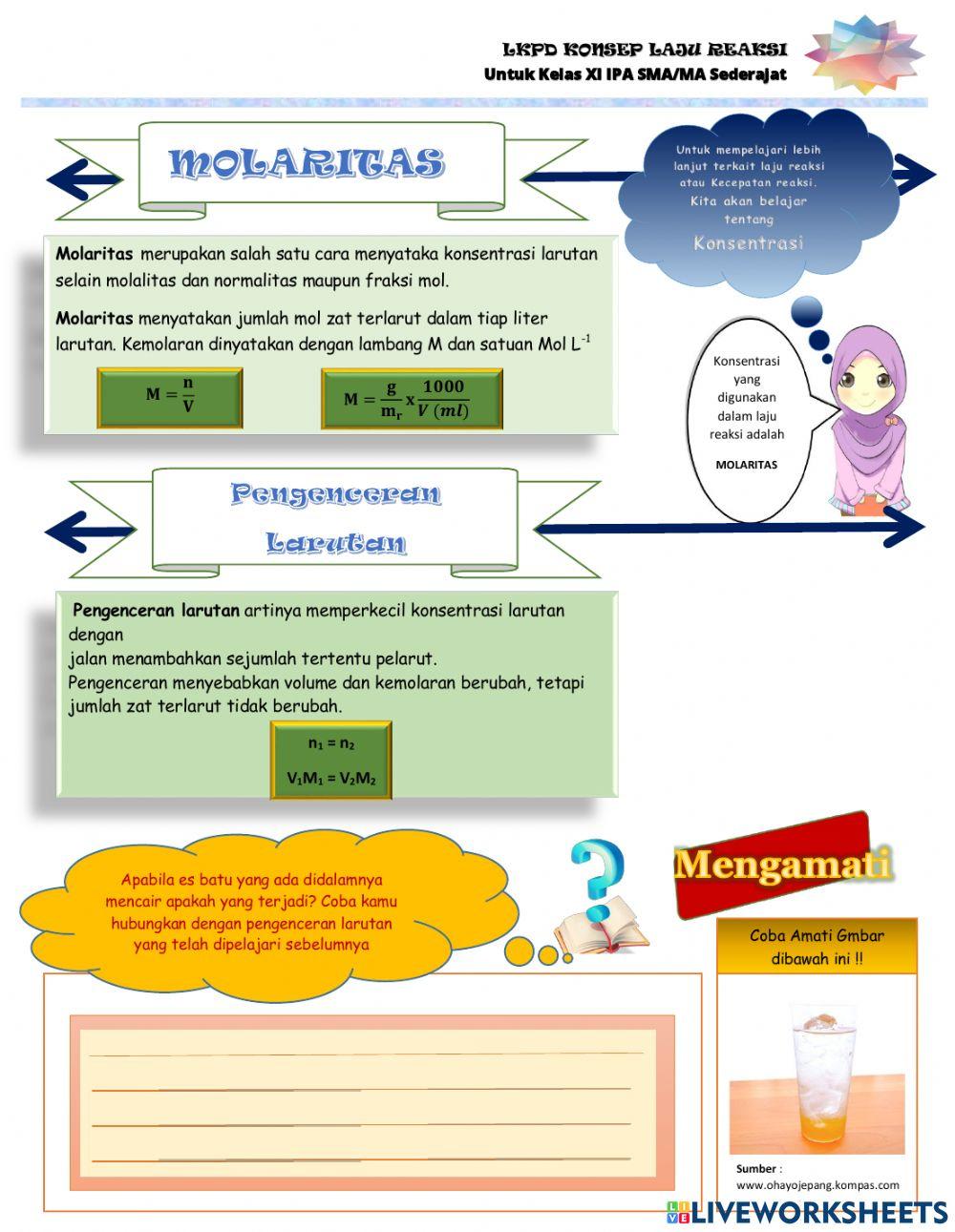 LKPD Laju Reaksi untuk Siswa kelas XI SMA-MA sederajat
