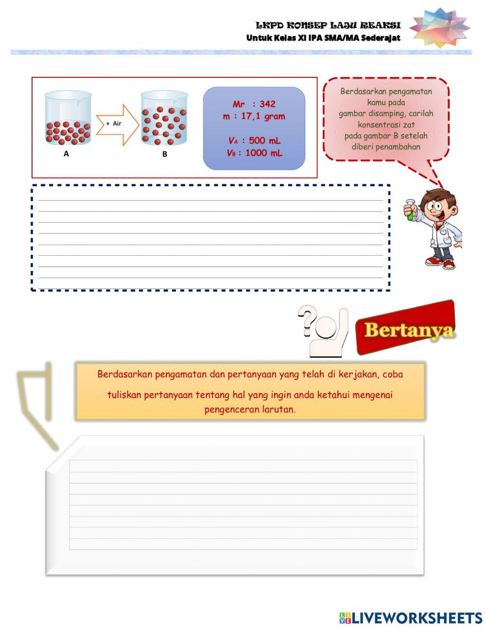 LKPD Laju Reaksi untuk Siswa kelas XI SMA-MA sederajat