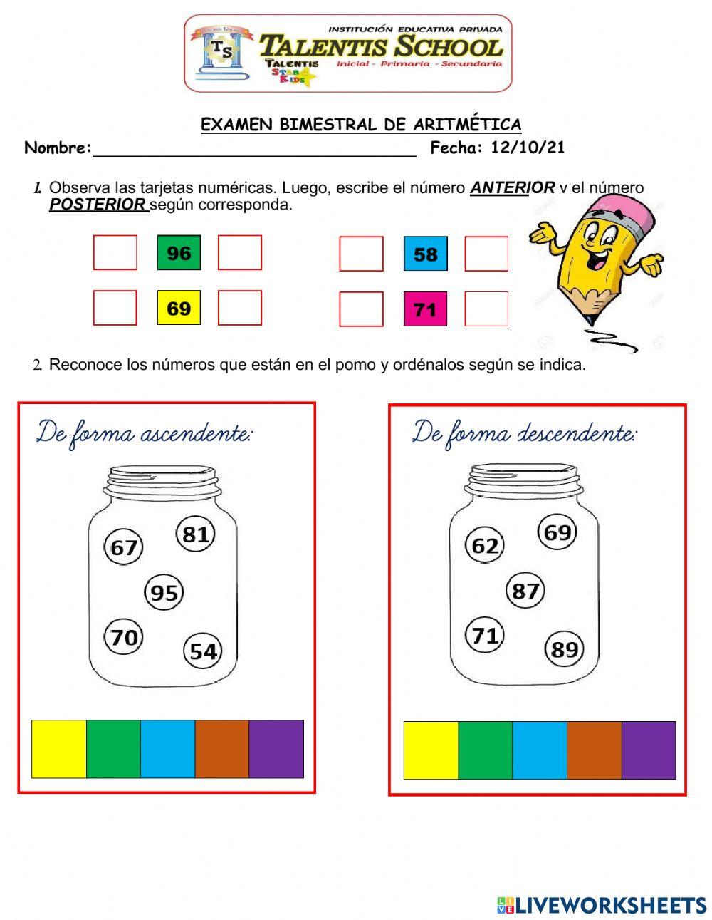 Examen de aritmética