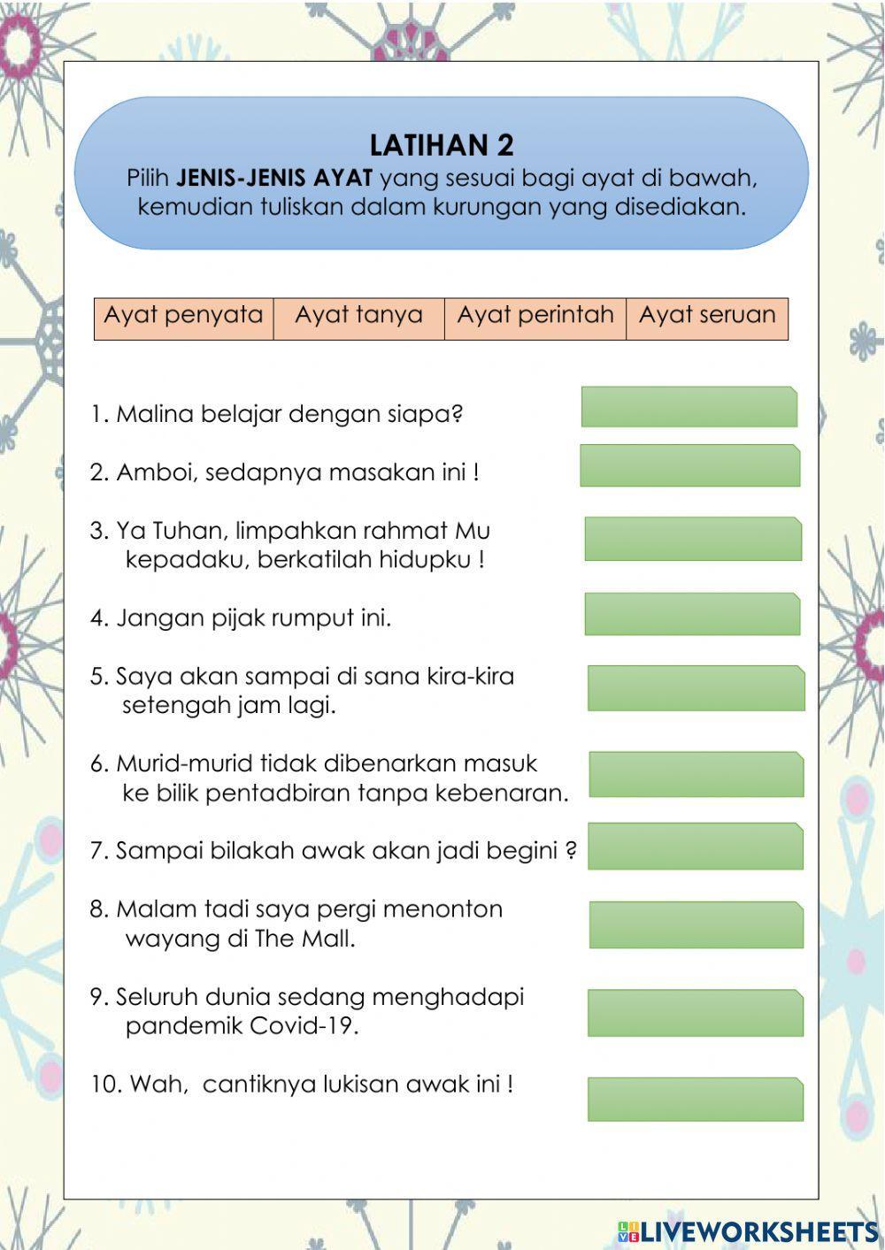 Latihan jenis-jenis ayat