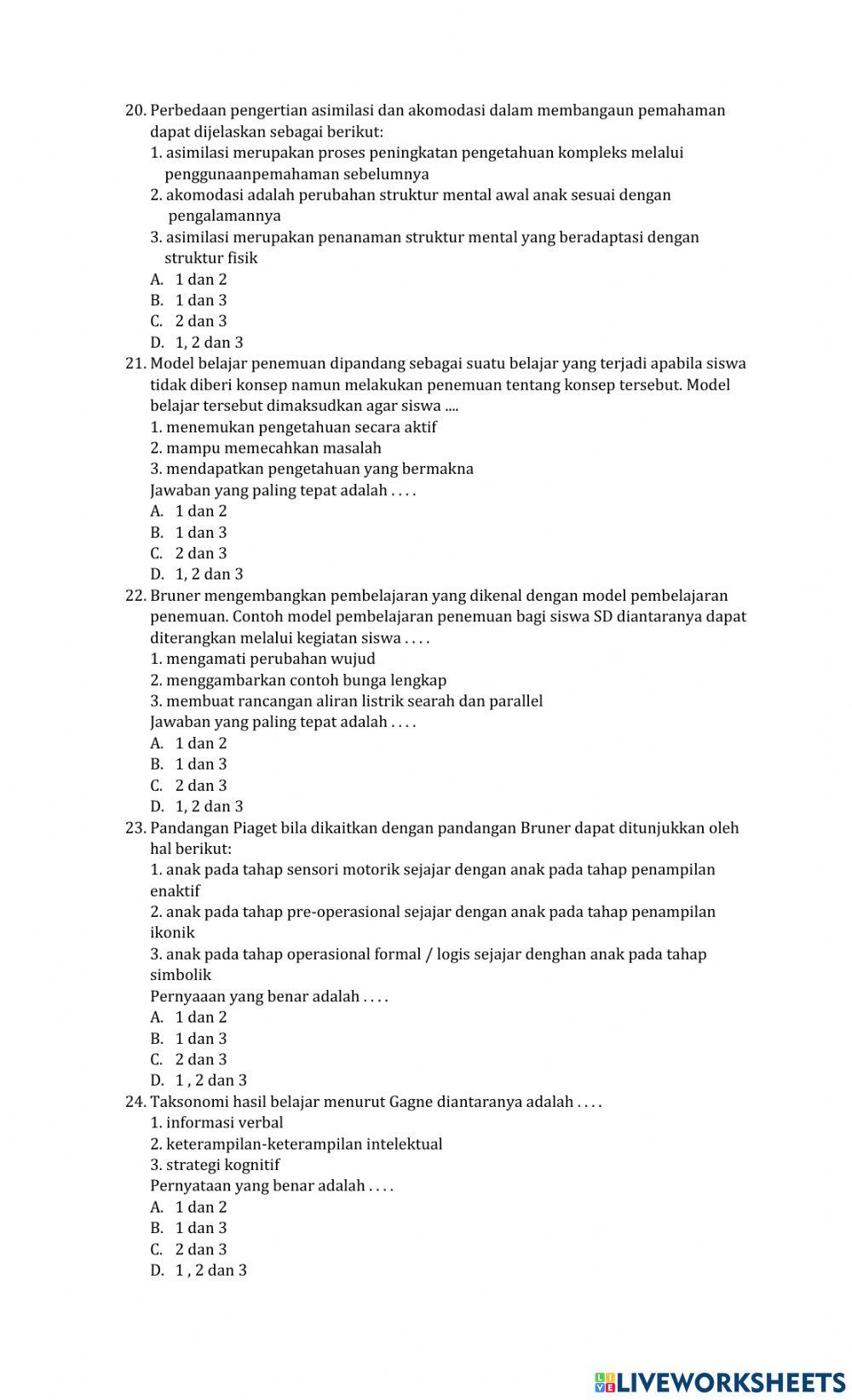 Pre tes pembelajaran ipa sd